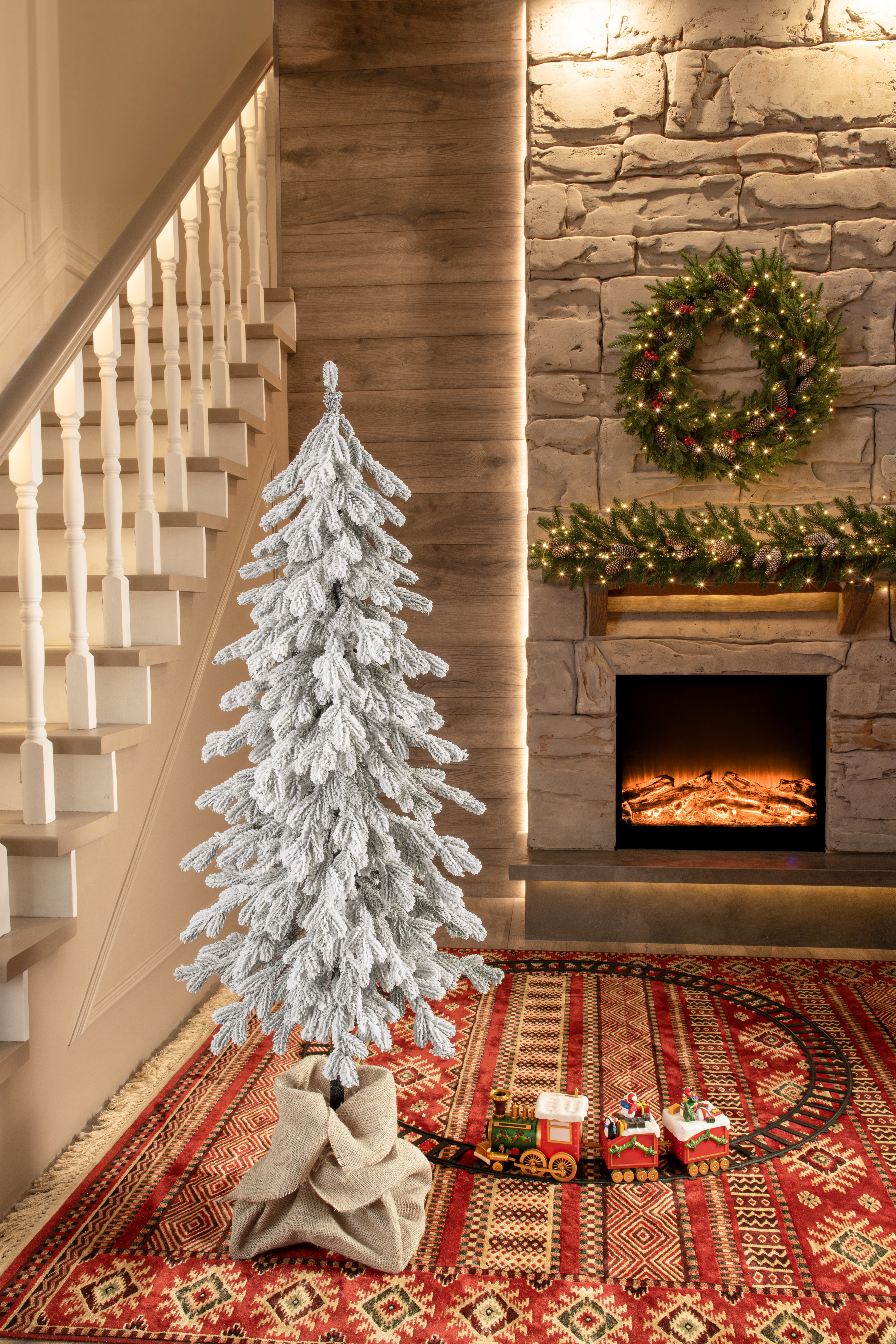 Ель Баллада Поезд Ёлок литая заснеженная на высокой ножке 150см. - фото 6