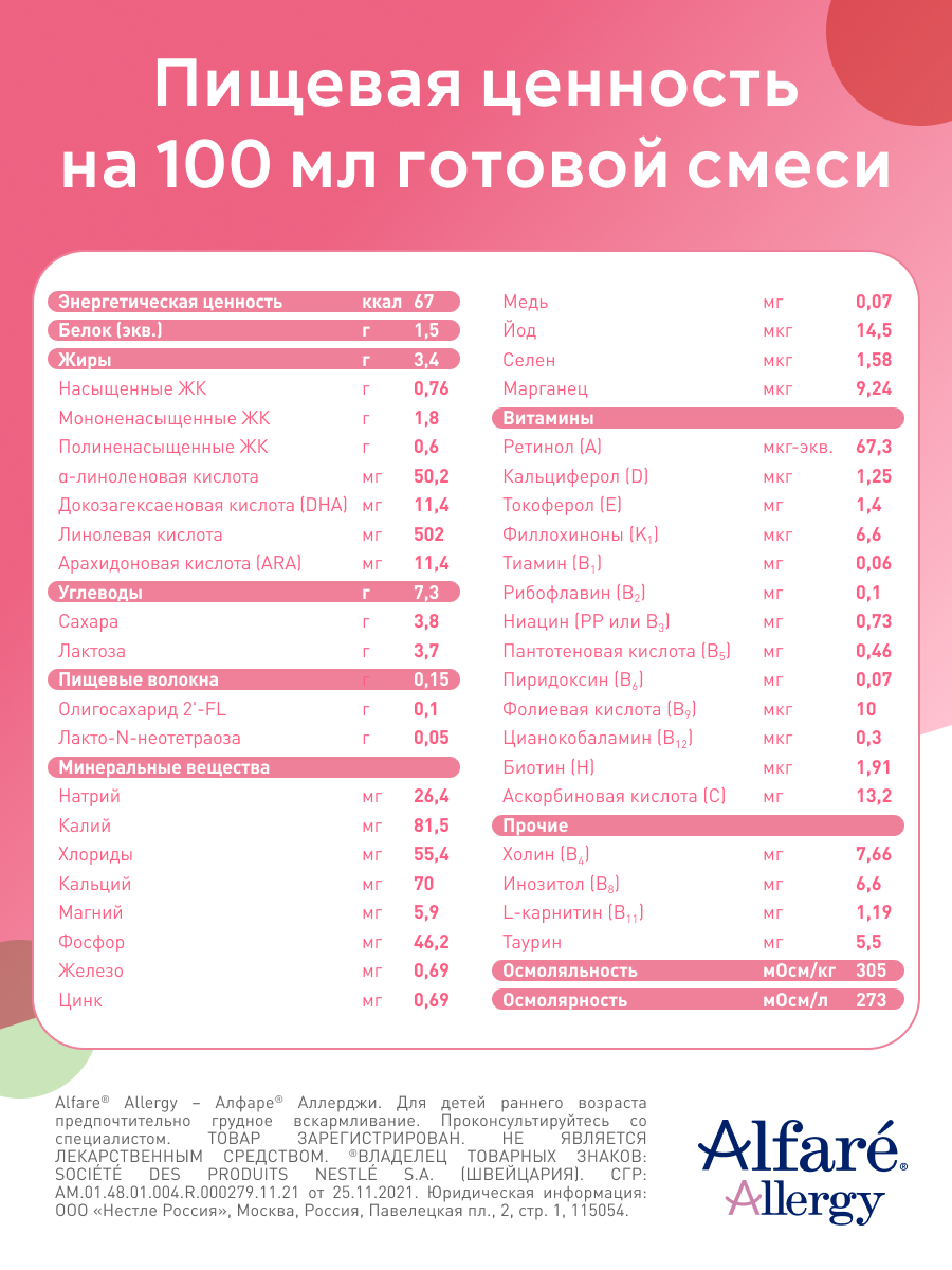 Смесь Nestle Alfare Allergy HMO 400г с 0месяцев - фото 13