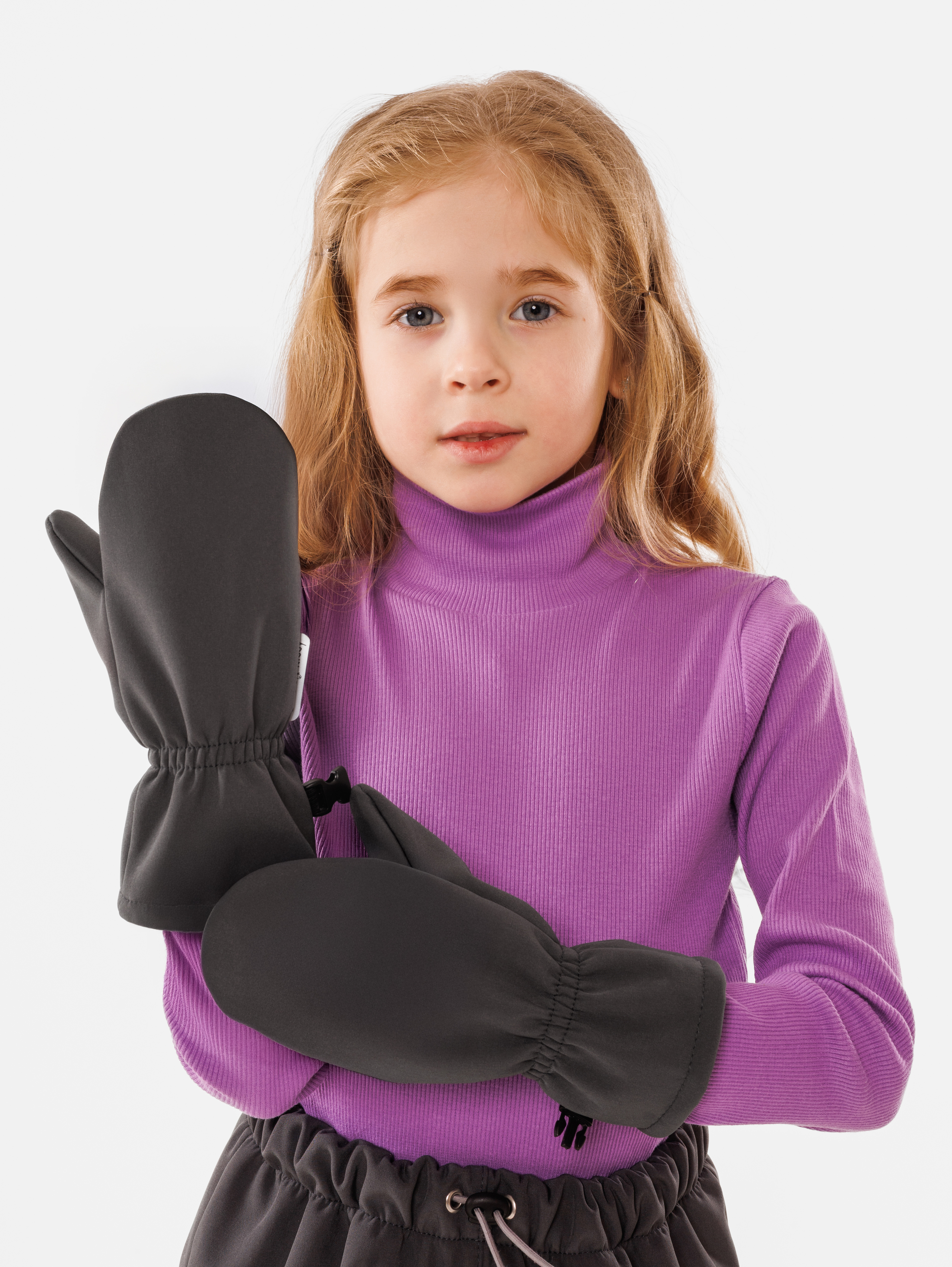 Варежки LittleKiddy varegki_softshellтемно-серый - фото 4