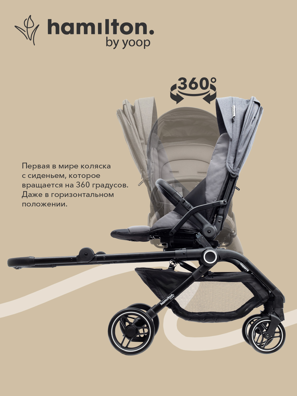Коляска прогулочная Hamilton by Yoop T1 серый - фото 6