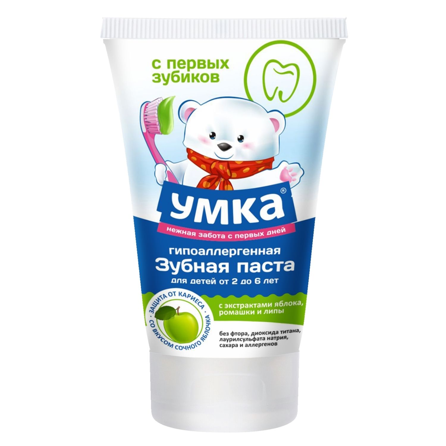 Зубная паста Умкa без фтора фруктовый, яблоко - фото 1