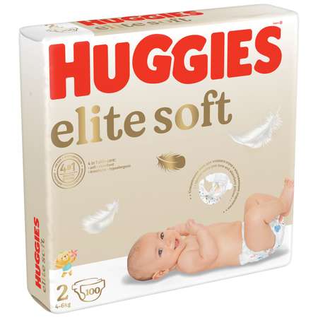 Подгузники Huggies Elite Soft для новорожденных 2 (4-6 кг) 100 шт.