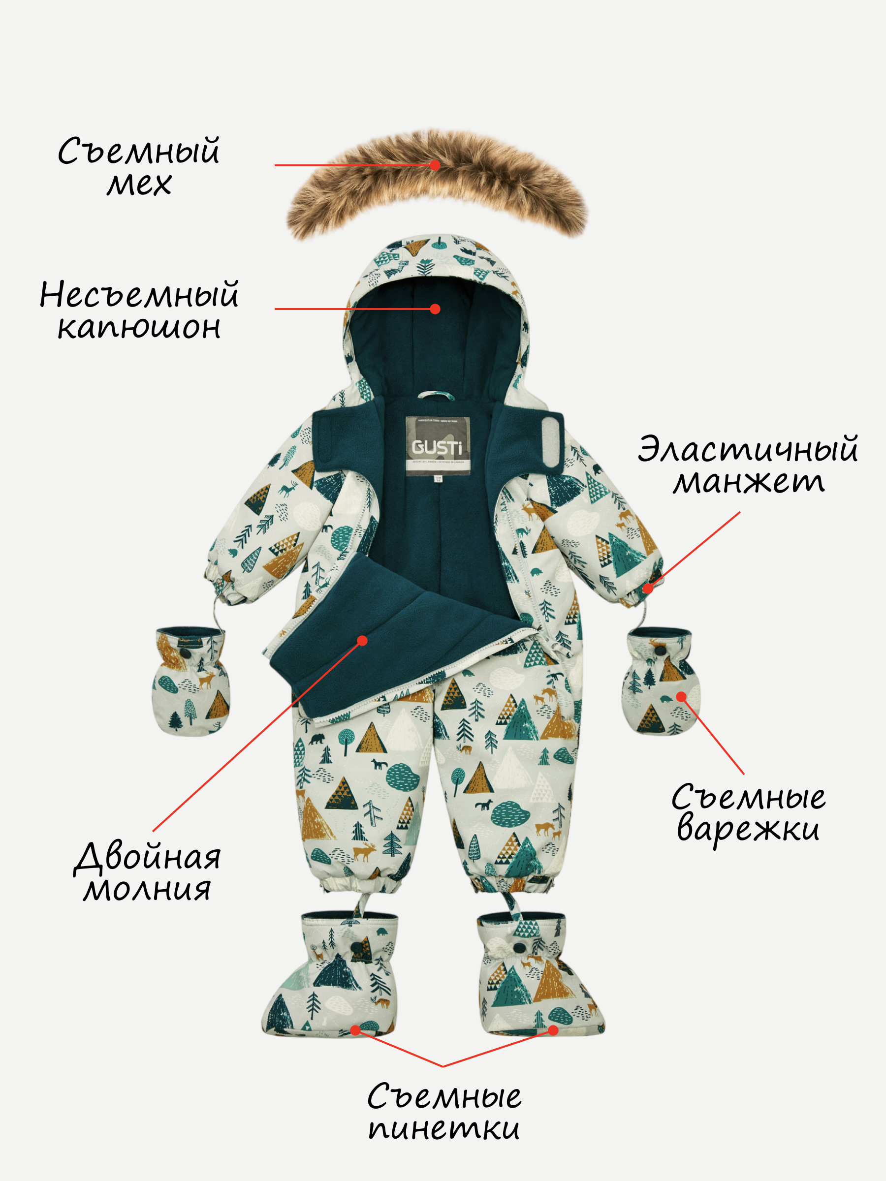 Комбинезон GUSTI GW6BZ238-GREY WOODLAND - фото 4