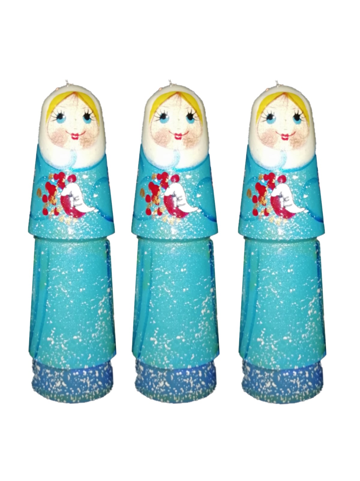 Елочная игрушка Хохлома Оптом деревянная фигурка Снегурочка 3 шт - фото 1