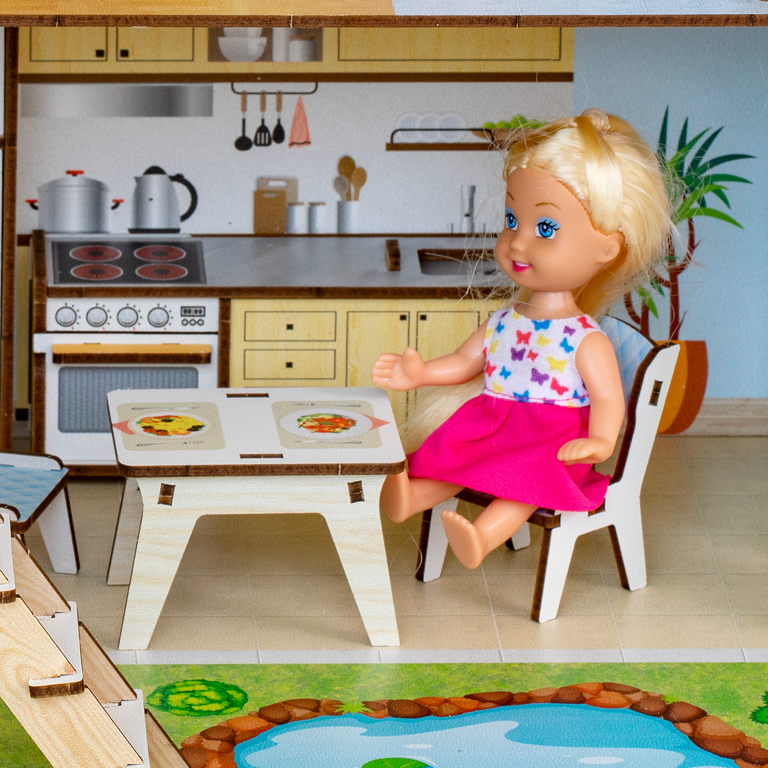 Домик для кукол M-WOOD 61 см с мебелью 3033 - фото 10