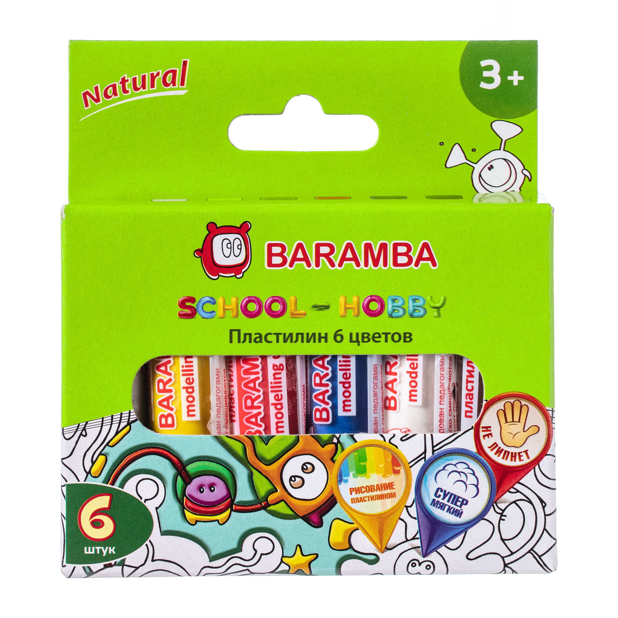 Пластилин Baramba 6 цв. - фото 1