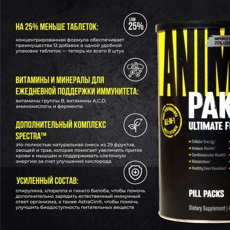 Комплекс витаминов и минералов Animal Pak 44 пакета по 8 таблеток