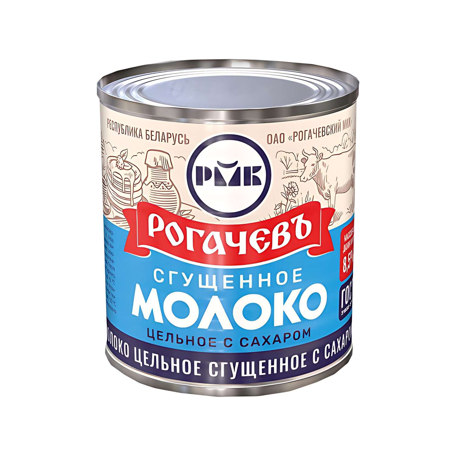Молоко сгущенное Рогачевъ 8.5% 380г ж/б - фото 1