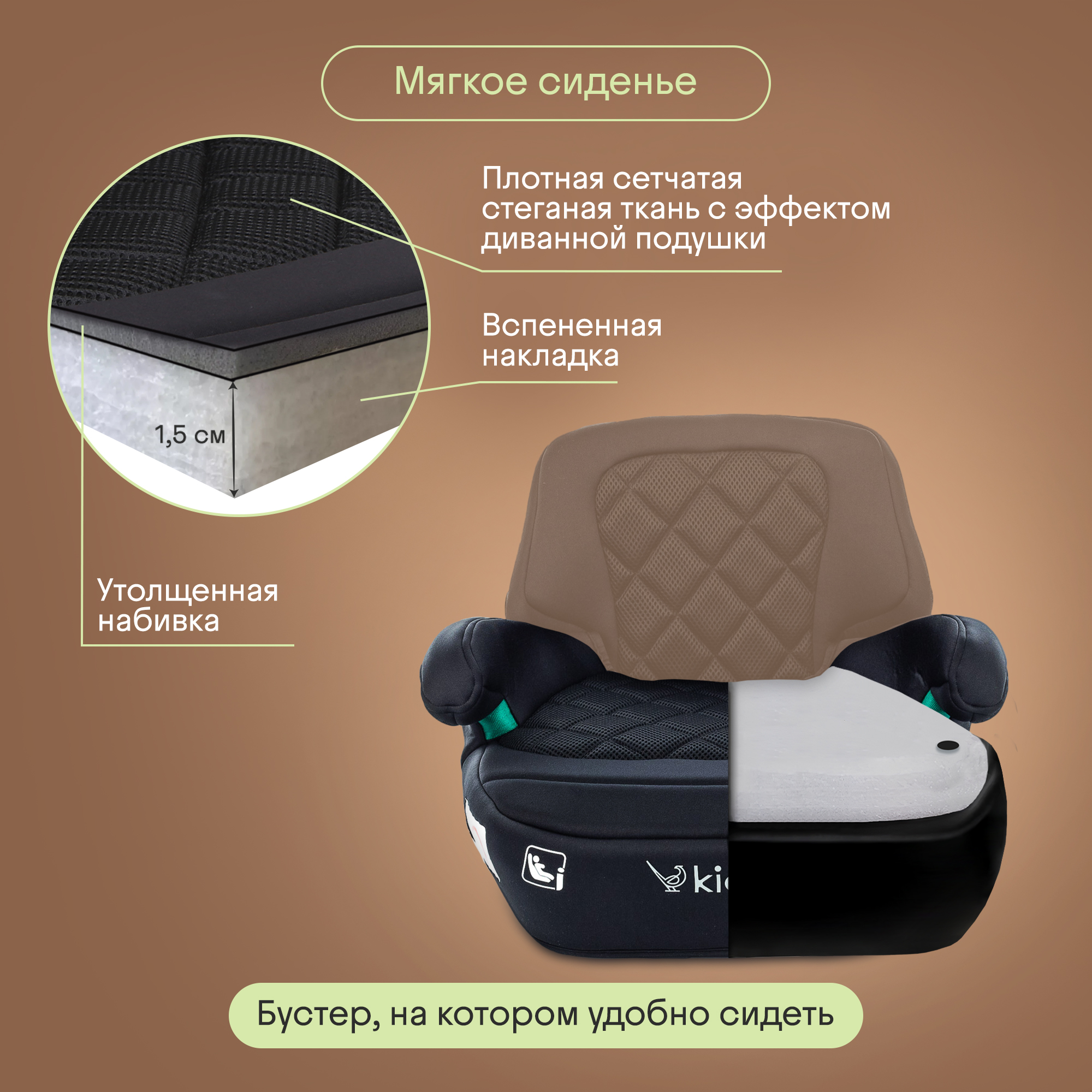 Автокресло Kidzi BRO i-SIZE Isofix 3 (22-36 кг) черный - фото 7