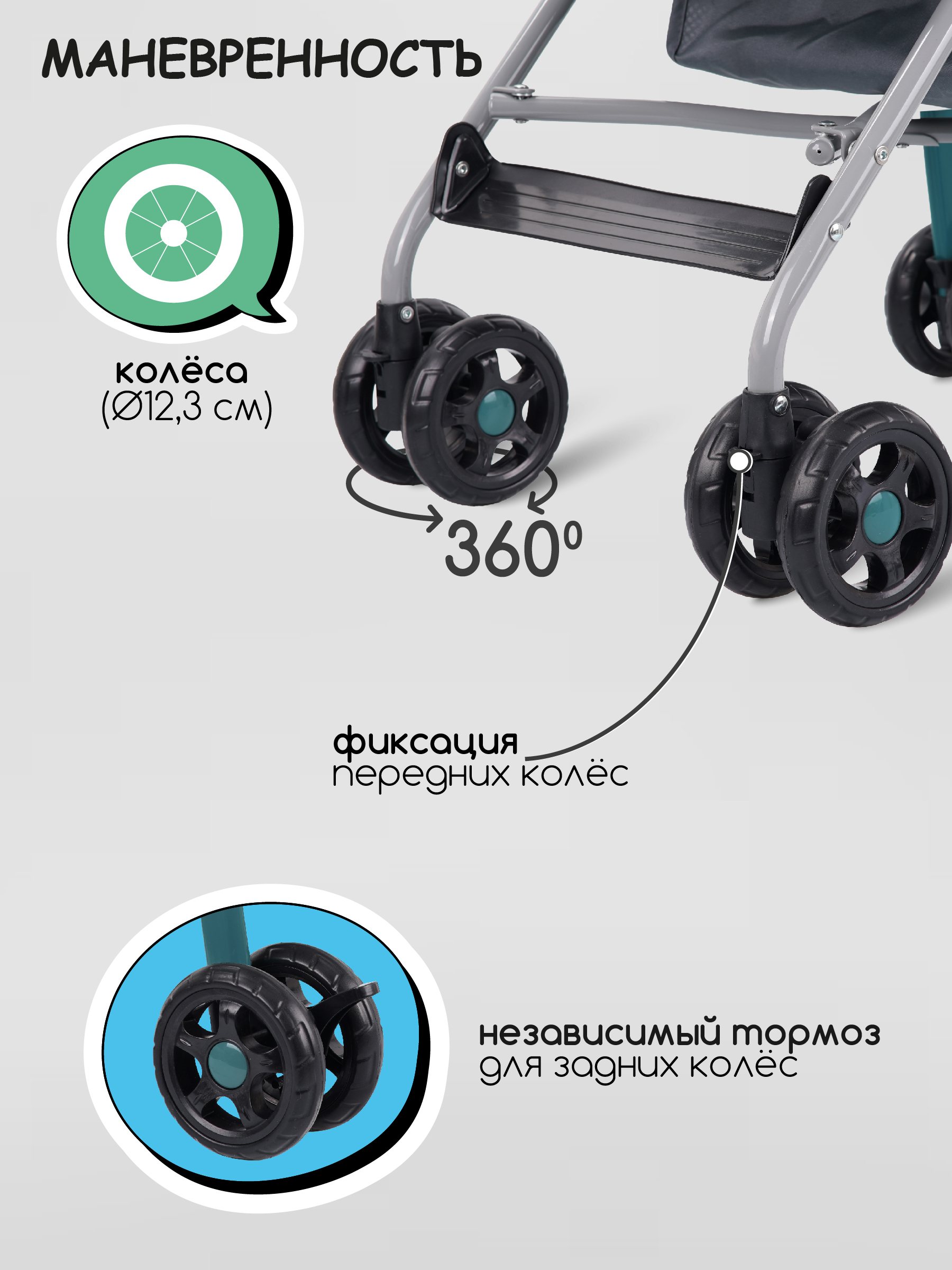 Коляска прогулочная Indigo Bono морская волна - фото 6