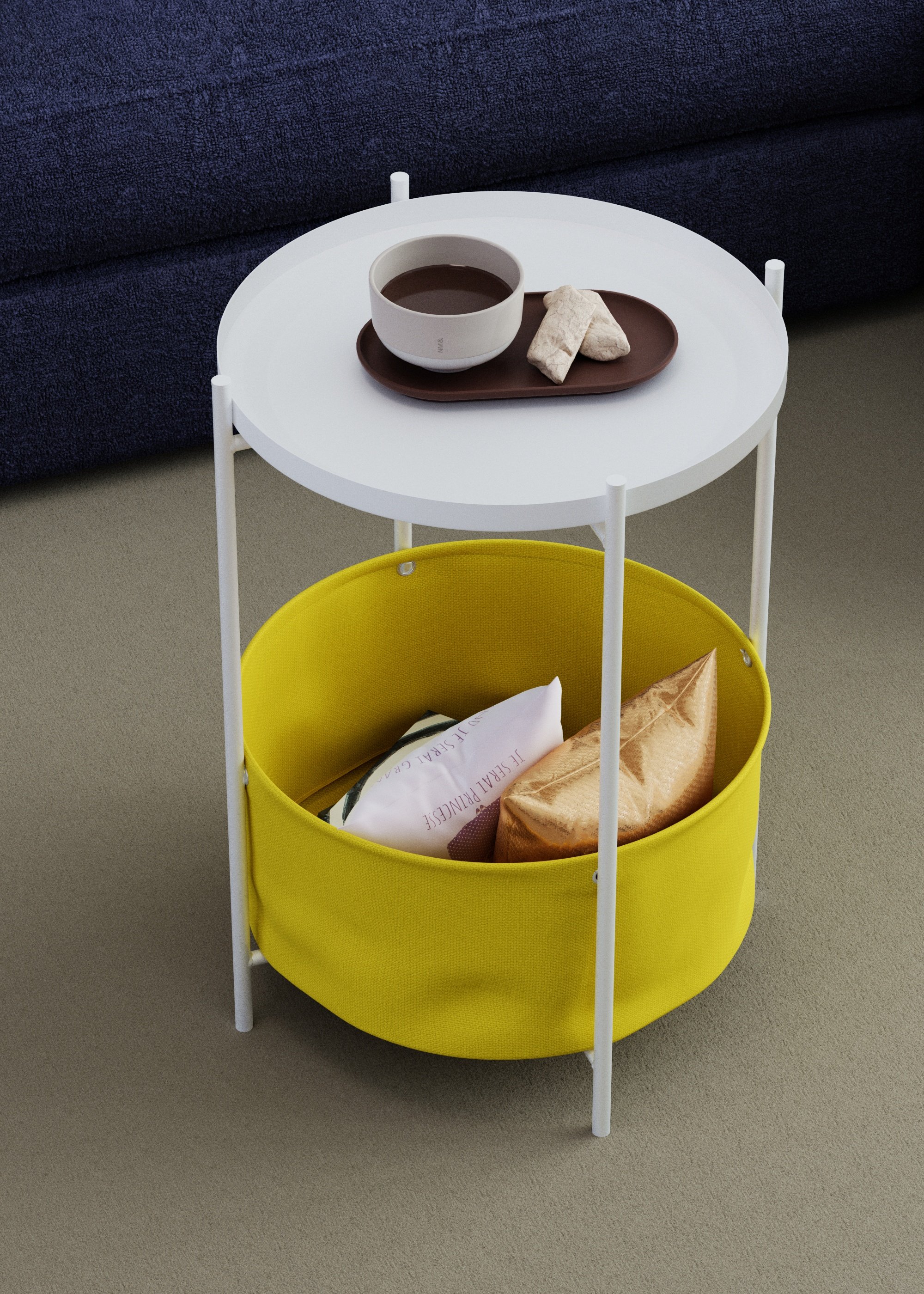 Стол журнальный LAVARIS Элдэй CUBA SUNNY Желтый/белый муар - фото 1