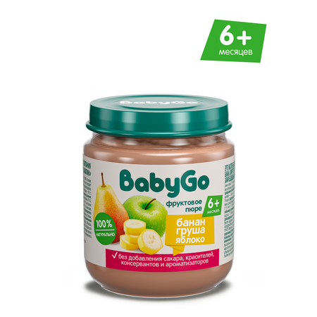 Пюре BabyGo Банан-груша-яблоко с 6 мес 100 г