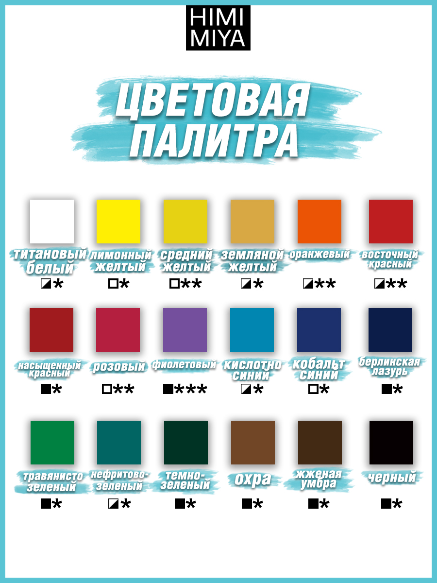 Краски акриловые HIMI MIYA 18 цв. - фото 15