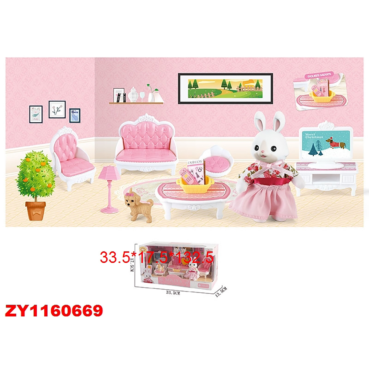 Аксессуар для кукол Veld Co кукольный интерьер, кресло, диван, комплект мебели, стол, светильник 117905 - фото 7