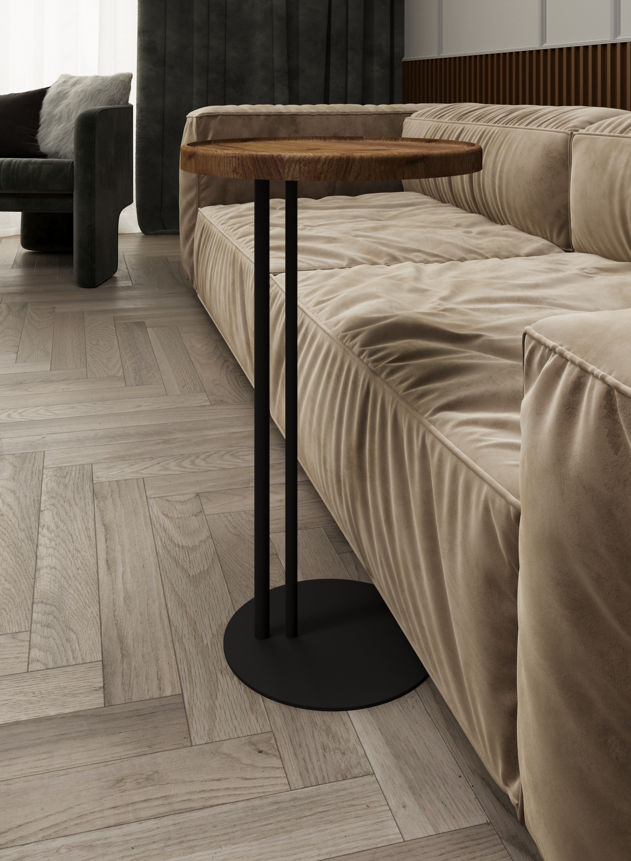 Стол журнальный SLINE Кальяри вяз браун черный - фото 3