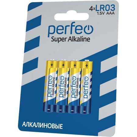 Батарейки Perfeo Super Alkaline щелочные ААА 4 штуки