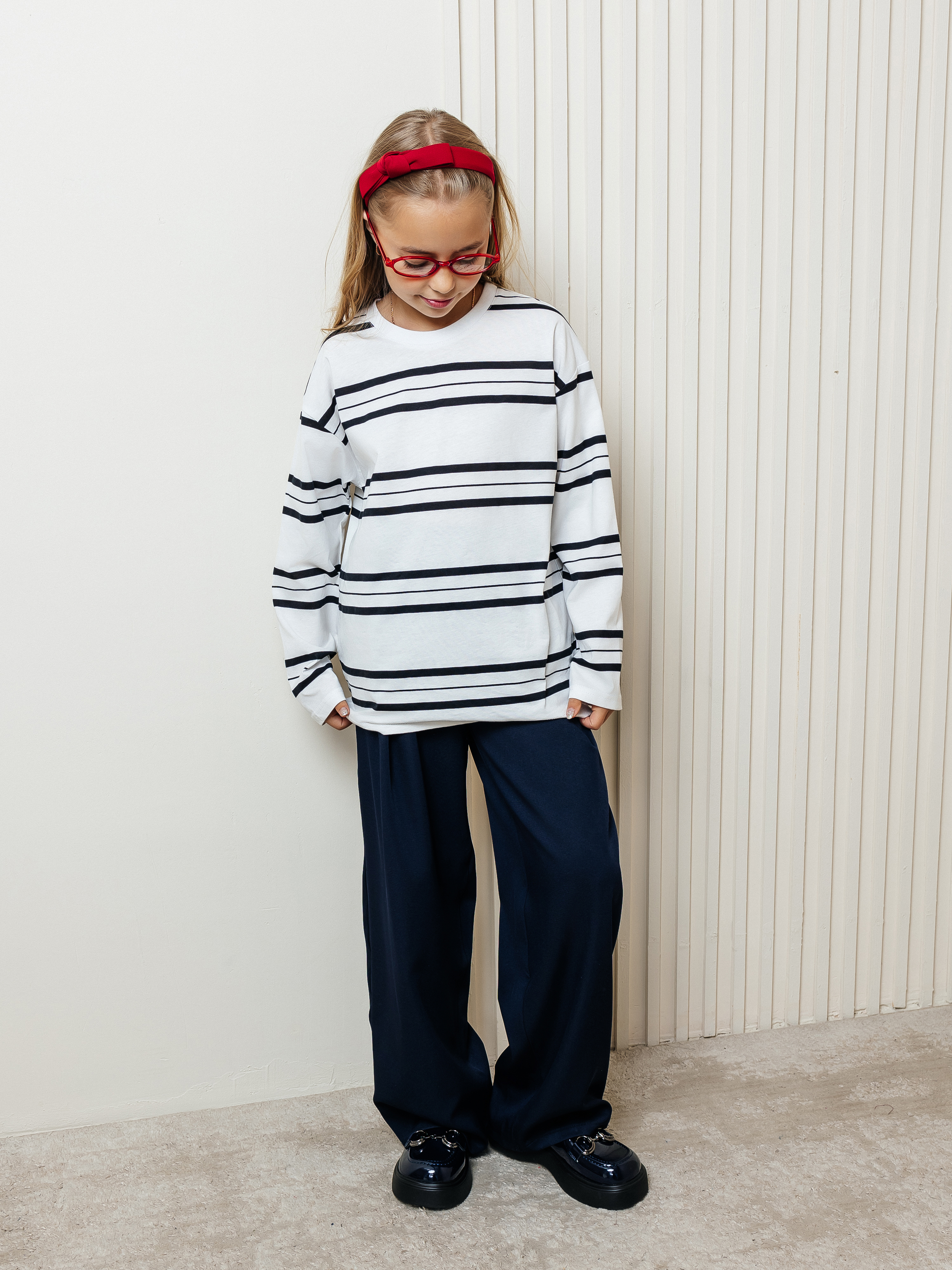 Лонгслив Селтекс Ю_ДК62 молоко/черный полоса - фото 3