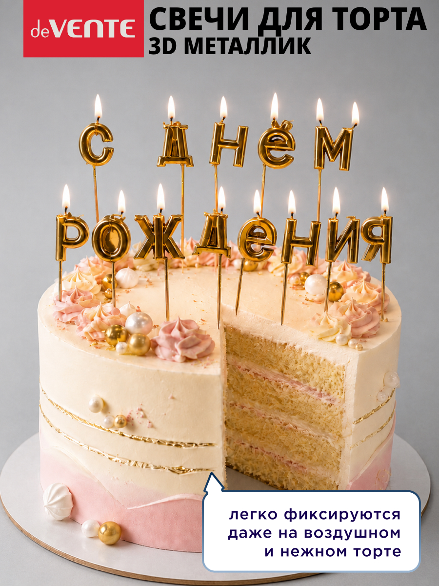 Набор свечей для торта deVENTE С Днем Рождения - фото 1