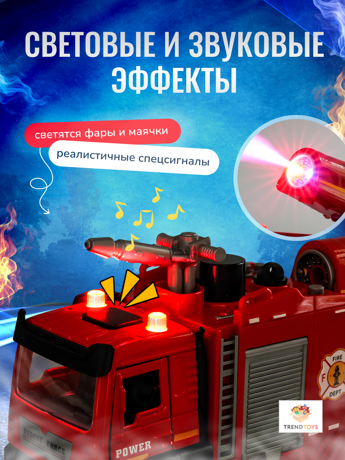 Пожарная машина TrendToys инерционная с паром и водой LDG008 - фото 3