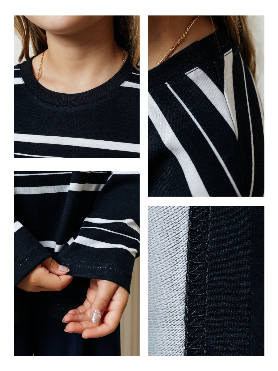 Лонгслив Селтекс Ю_ДК62 черный/молоко полоса - фото 4