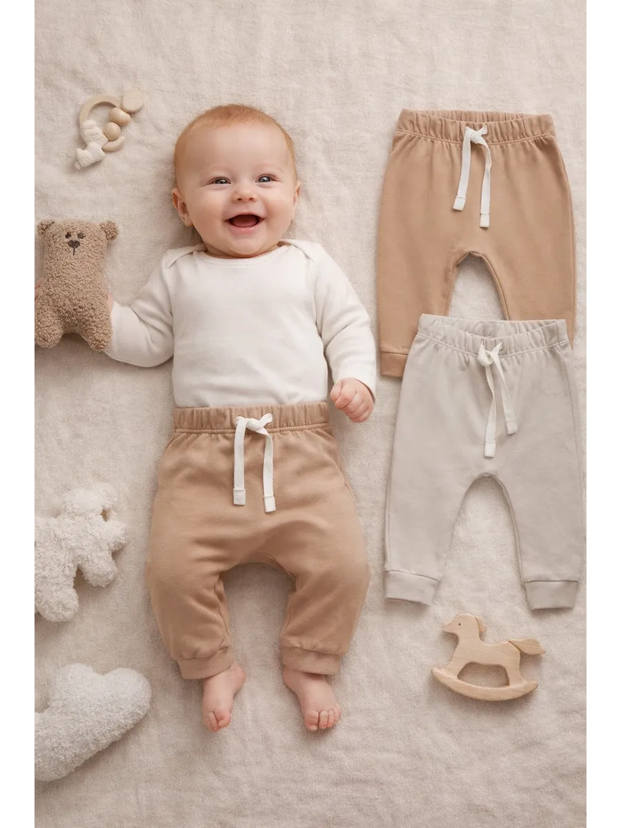 Штанишки 2 шт Mark Formelle (Марк Формэль) 85113-2/серо-коричневый +бежевый - фото 2