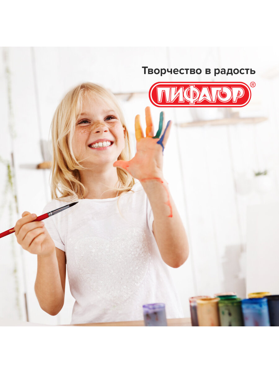 Кисть Пифагор 5 шт. (коза, белка, пони) - фото 4