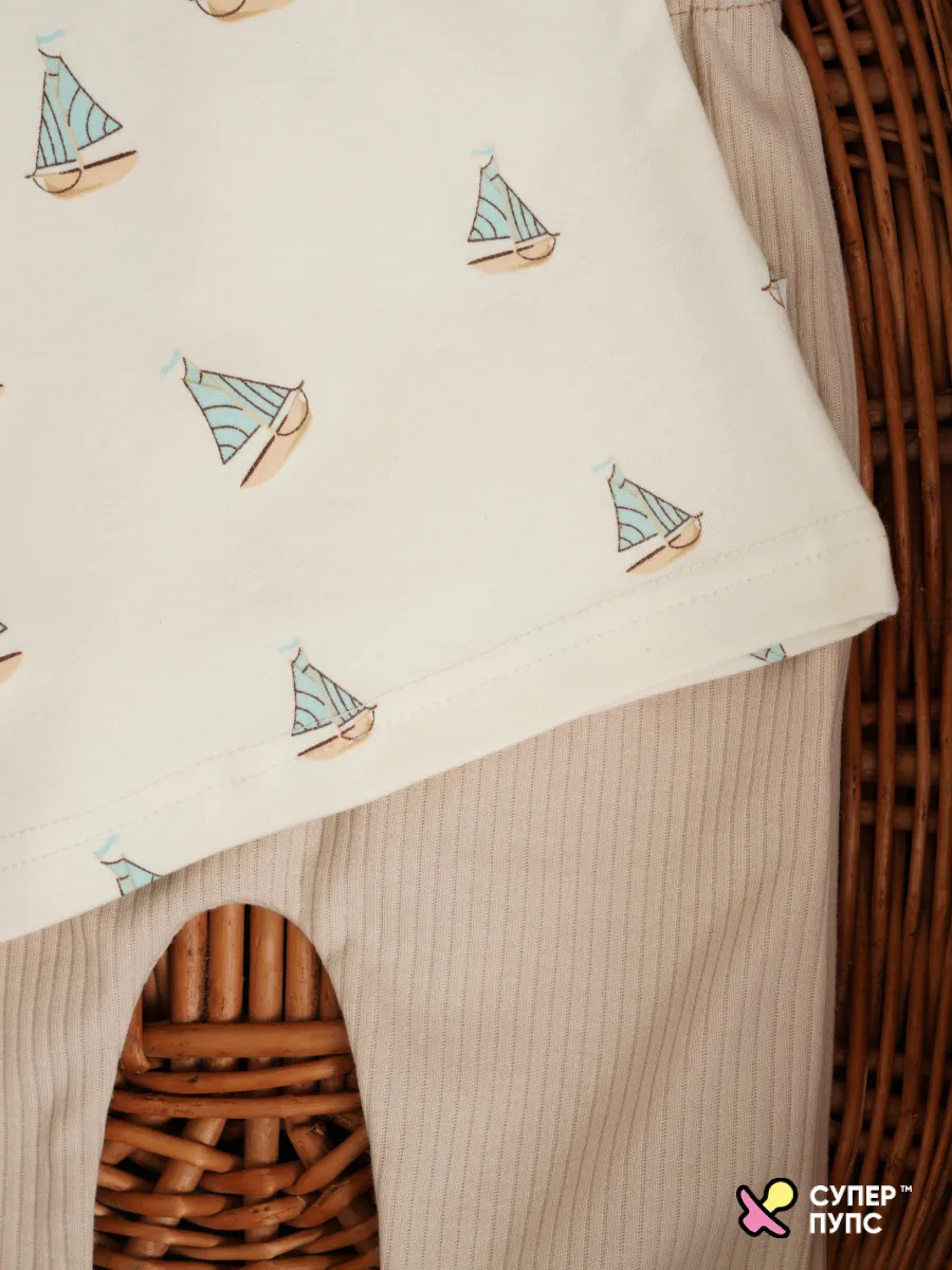Футболка и штанишки Супер Пупс нбр/фут/штан/паруса/кофе - фото 8