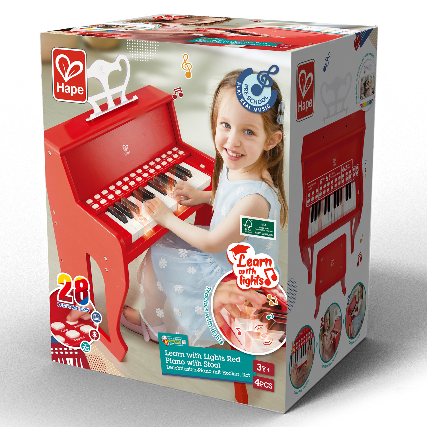 Игрушка музыкальная Hape Пианино красный с табуреткой пианино - фото 16