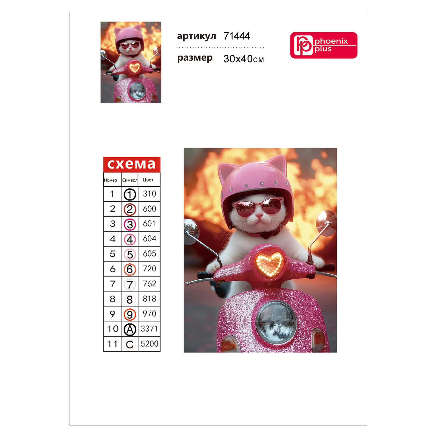 Алмазная мозаика Феникс + Кот на мопеде - фото 10