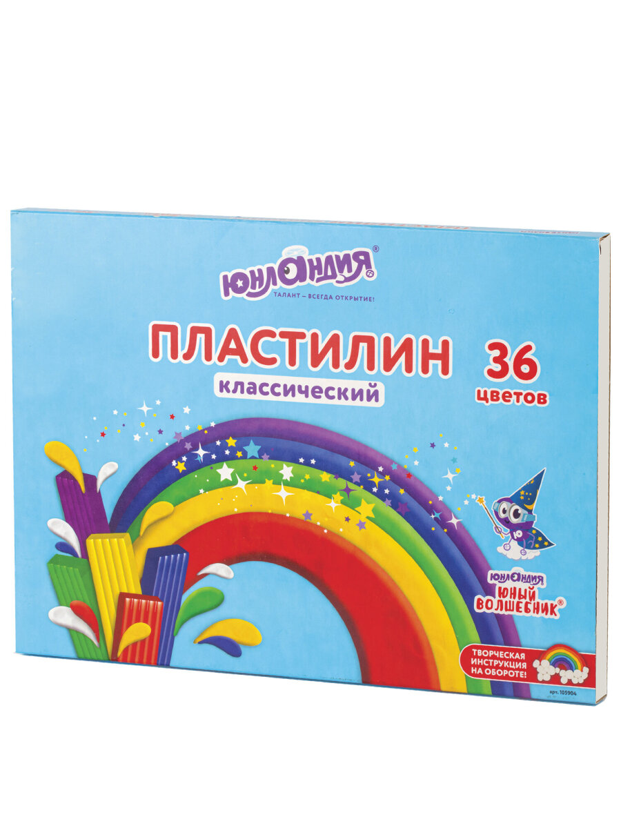 Изображение товара Пластилин восковой Юнландия 36 цветов, 720 г классический для детей