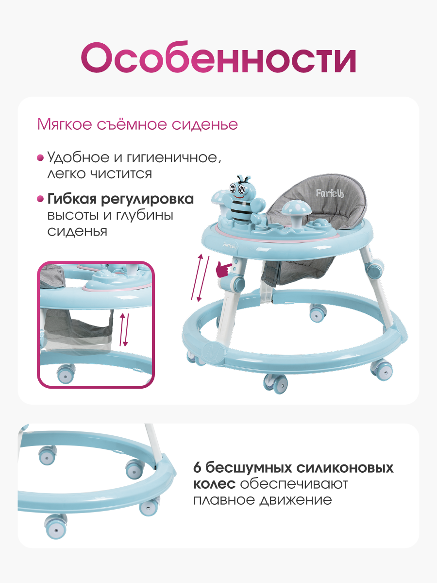 Ходунки Farfello A6 синий - фото 4