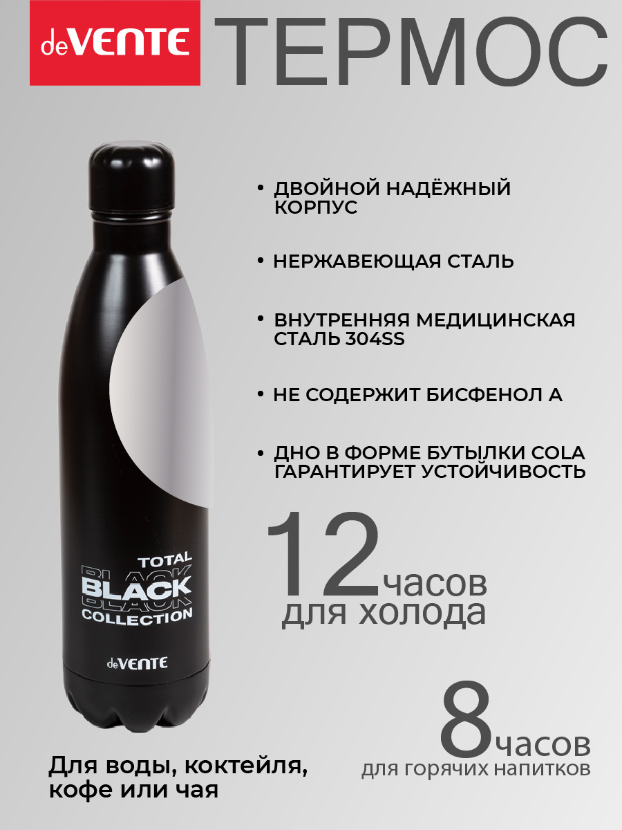 Бутылка-термос deVENTE TOTAL BLACK - фото 4