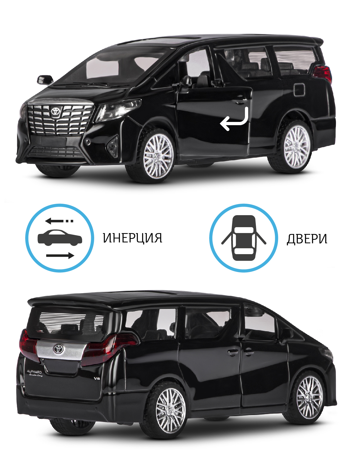 Автомобиль АВТОпанорама Toyota Alphard 1:43 JB1251594 - фото 2