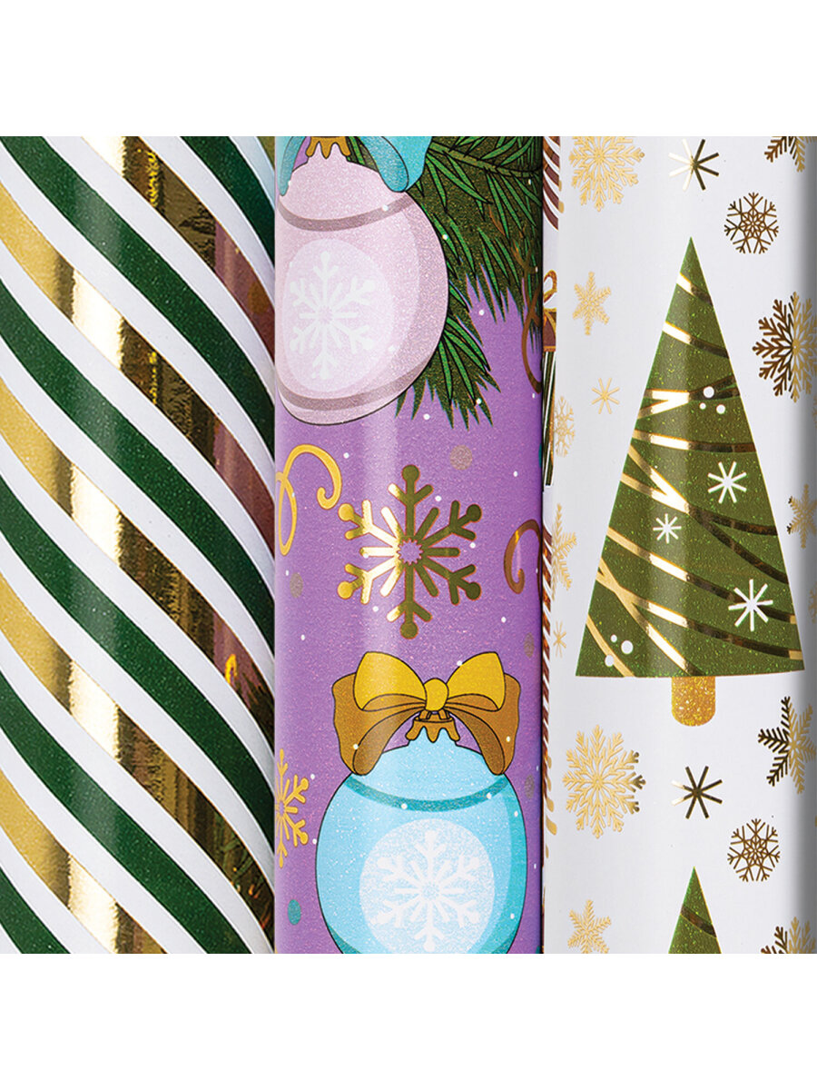 Упаковочная бумага Золотая сказка для новогодних подарков с эффектами 3 шт 70х100 см NY Pattern - фото 5