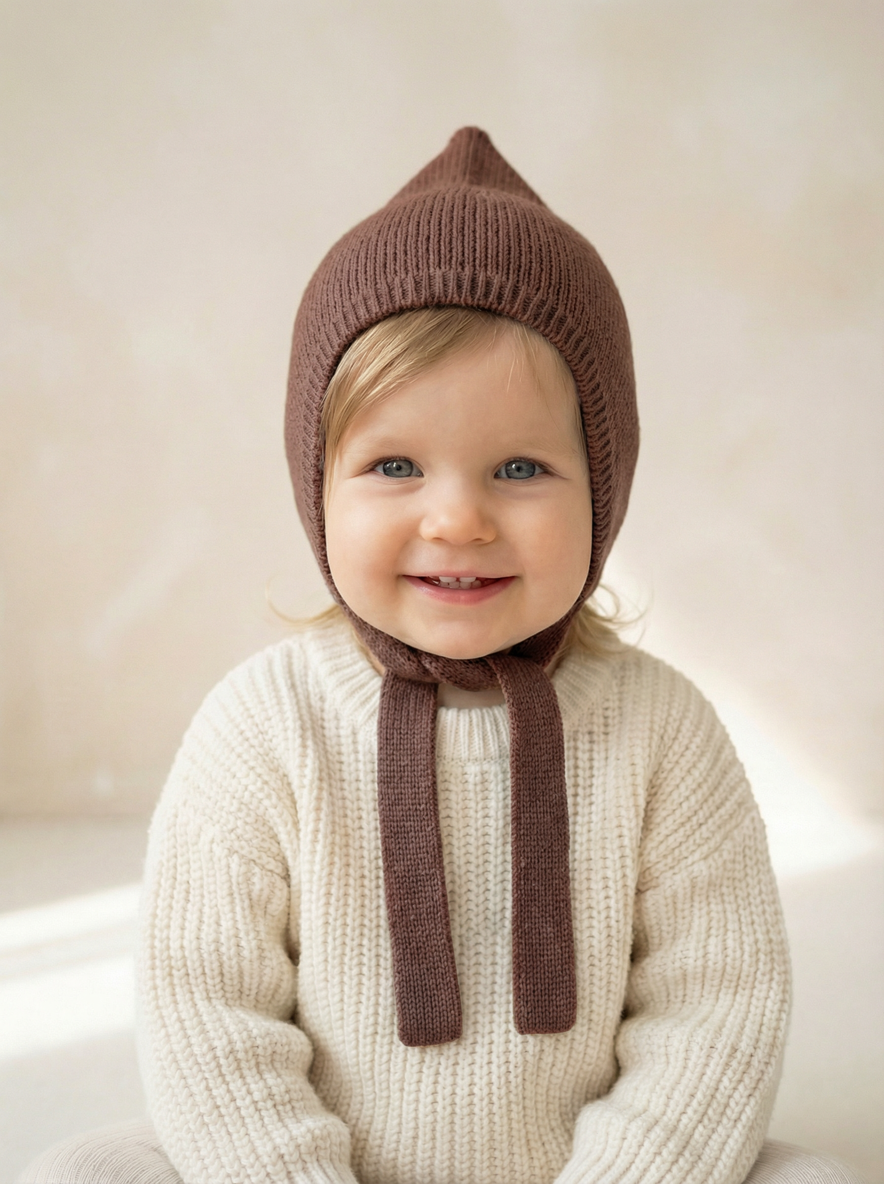 Шапка-чепчик BRIOLLINI Чепчик детский Shell, цвет капучино, размер 50-56 - фото 2