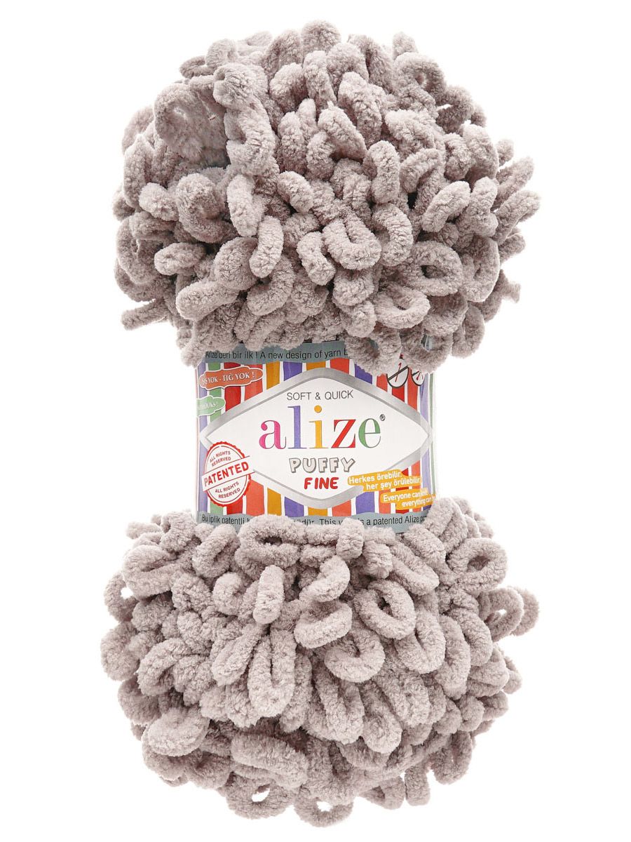 Пряжа для вязания Alize puffy fine 100 г 14.5 м микрополиэстер фантазийная мягкая 268 голубь 5 мотков - фото 4