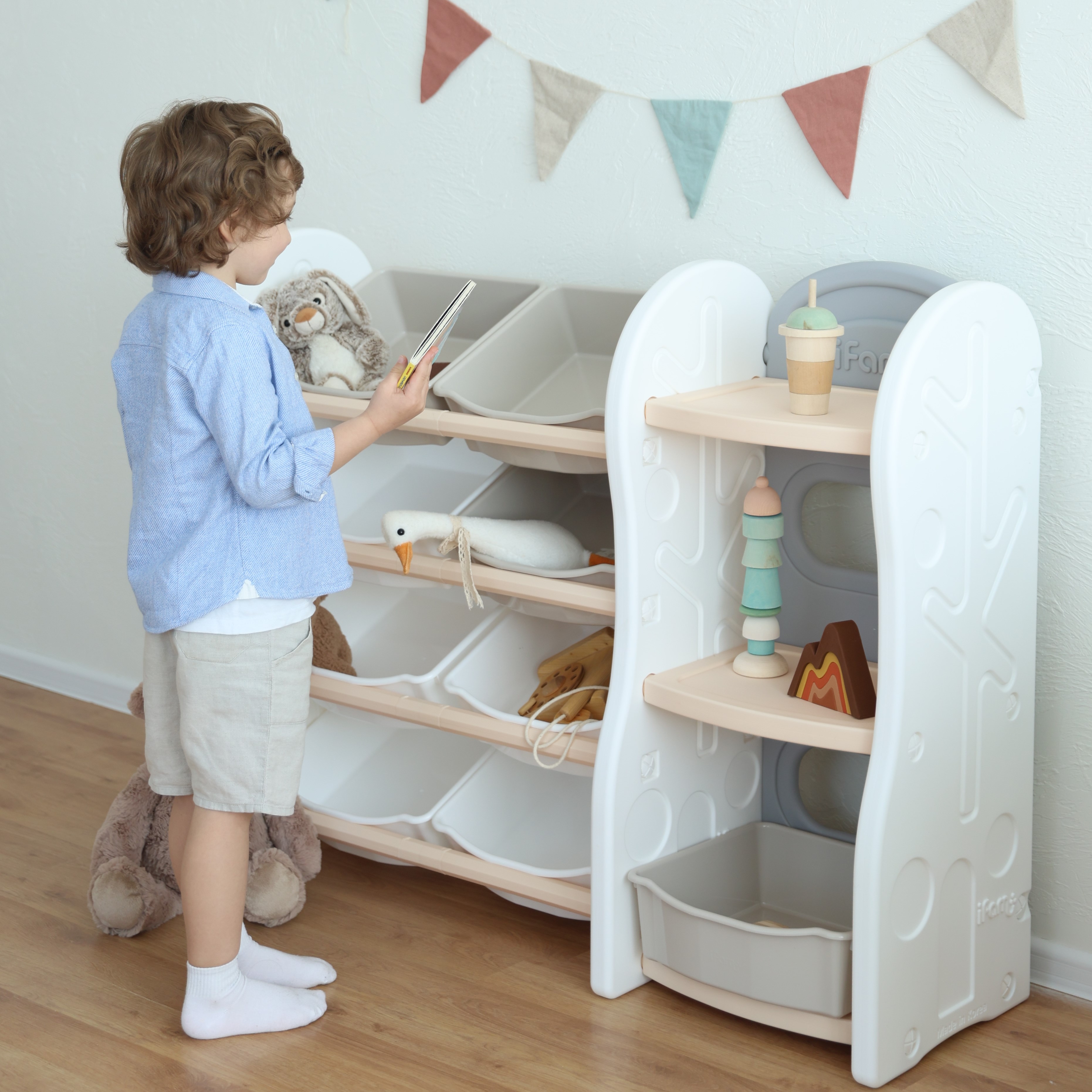 Стеллаж для игрушек Ifam DesignToy-4 бежевый - фото 7