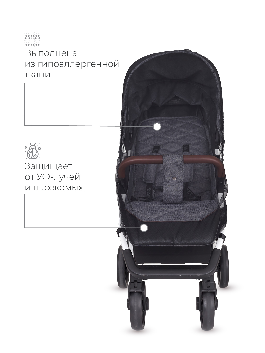 Изображение товара Сетка от насекомых Rant на прогулочную коляску Изображение товара Сетка от насекомых Rant на прогулочную коляску