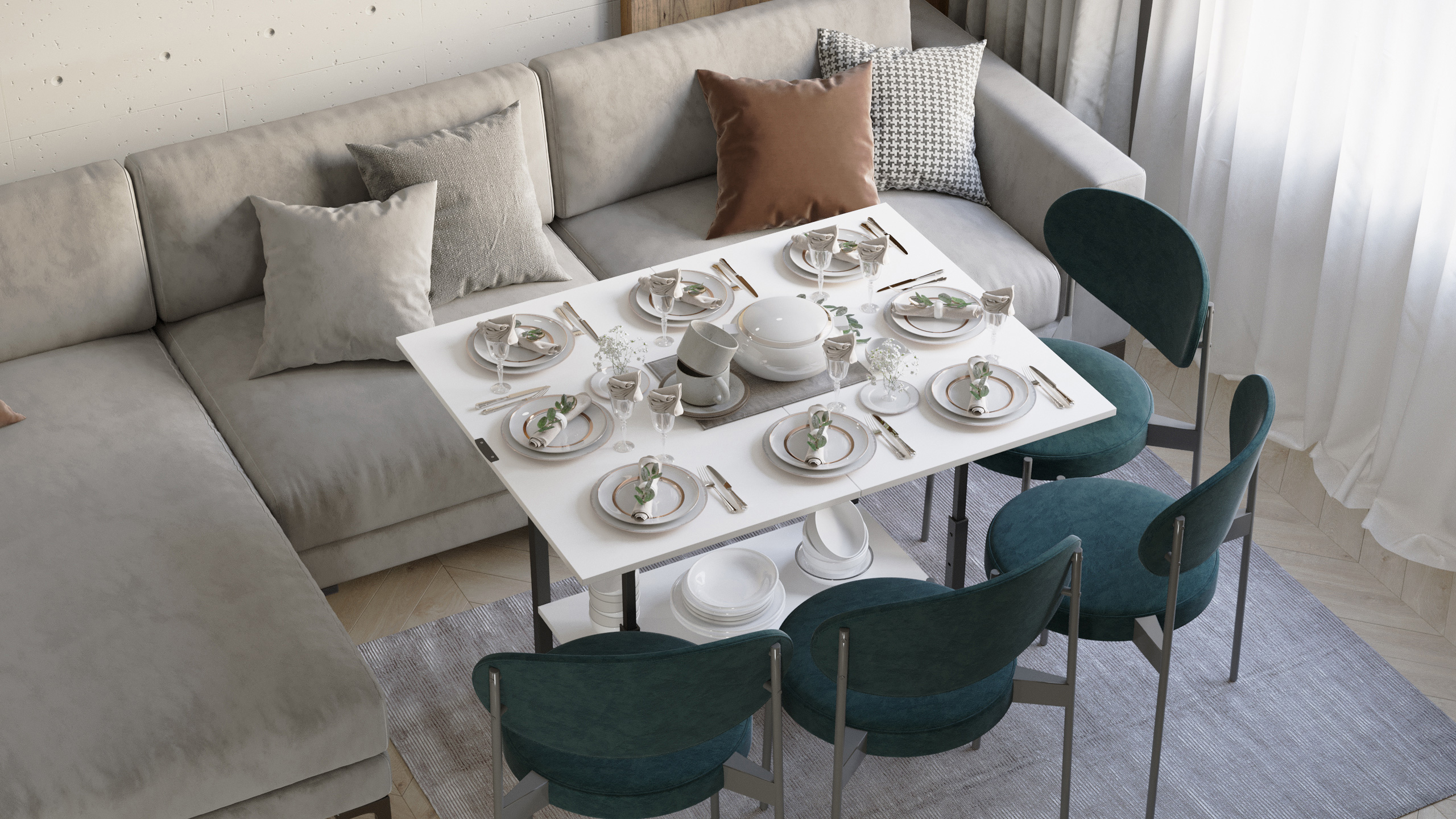 Стол-трансформер КАЛИФОРНИЯ МЕБЕЛЬ Мидж ЛДСП белый - фото 8