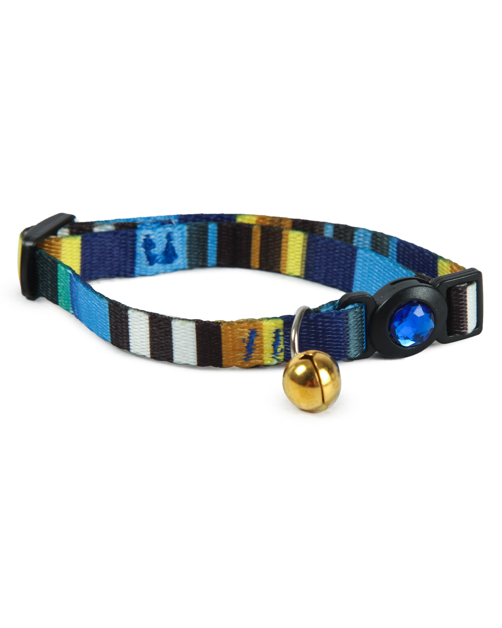 Ошейник для кошек Barbaks сине-фиолетовый с бубенчиком полиэстер 1.0*30см - фото 1