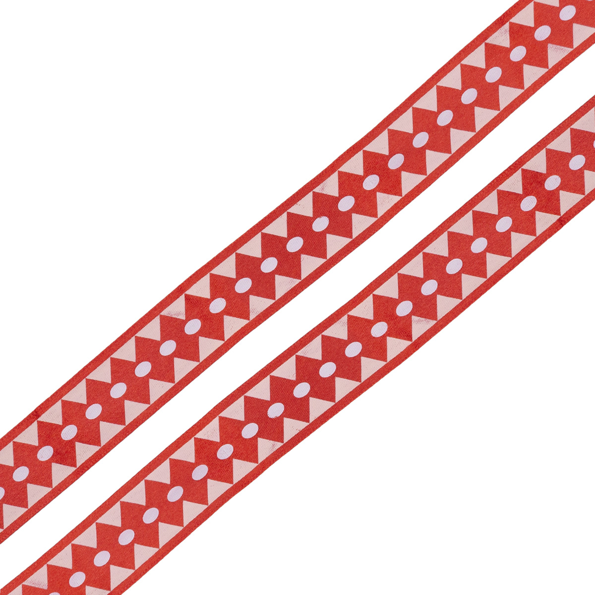 Изображение товара Лента Айрис атласная Ромбы 25мм 3м красный для рукоделия