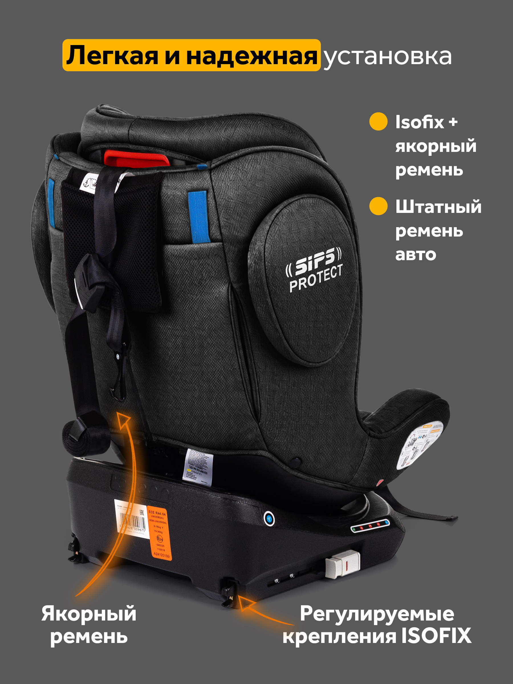 Автокресло Osann Eno 360 Carbon 0-36 кг Isofix 0+/1/2/3 (0-36 кг) черный - фото 3