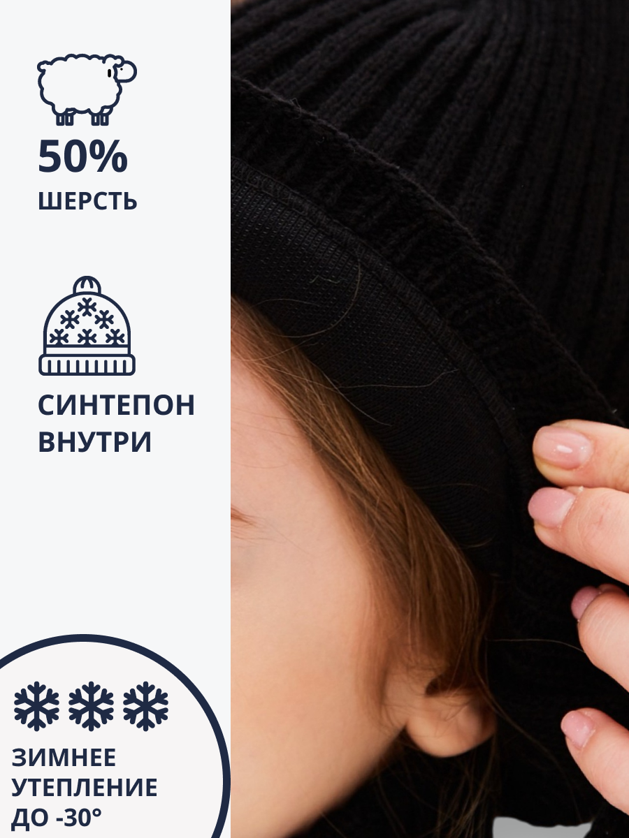 Шапка и снуд NYCkids NYC-H-56-zaviazki-blackG - фото 6