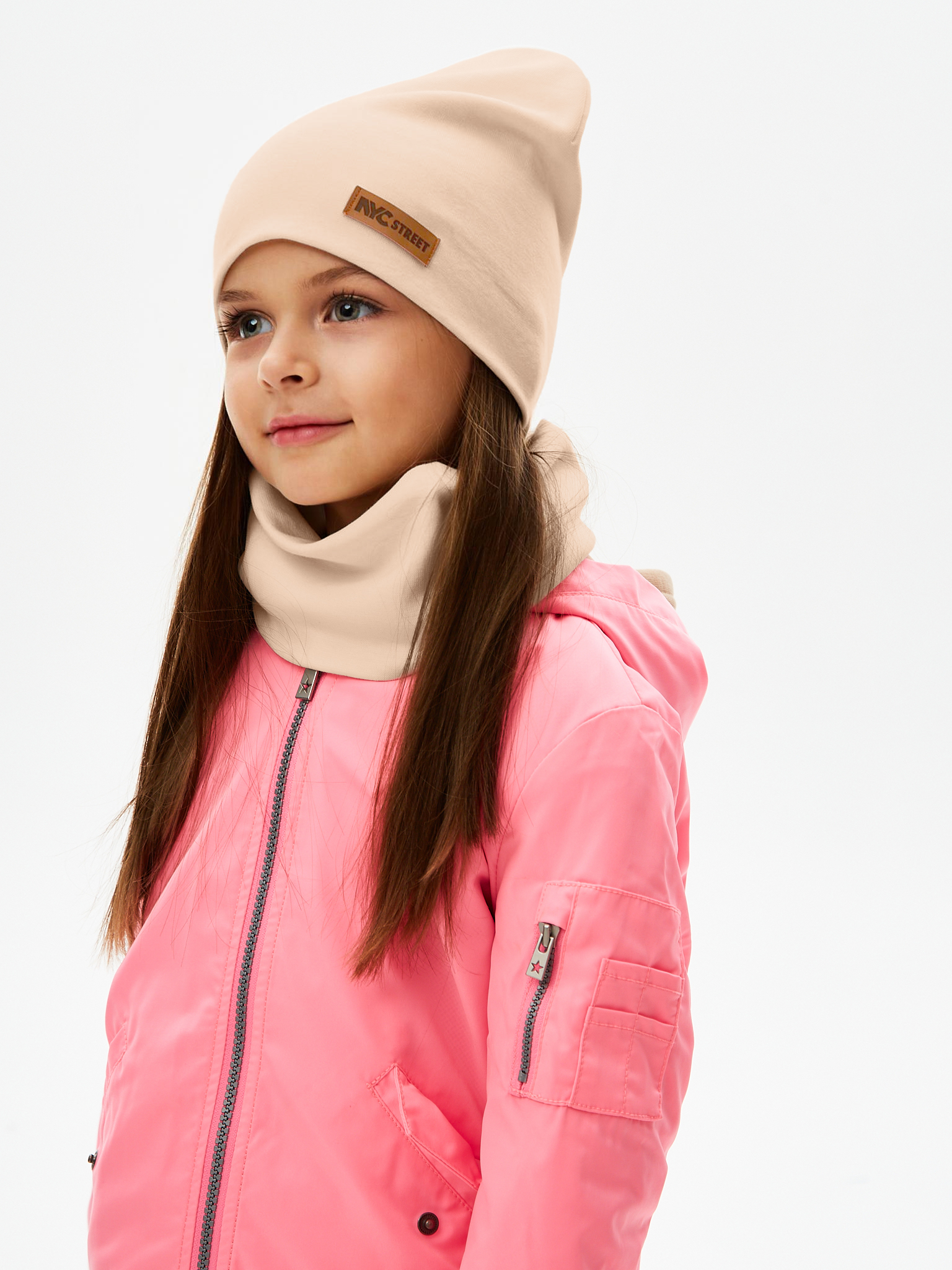 Шапка и снуд NYCkids NYC-H-67-plainG-beige - фото 9