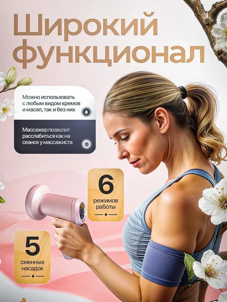 Массажер электрический антицеллюлитный CASTLELADY для похудения, массажер для тела и ног 5 насадок, лимфодренажный аппарат - фото 6