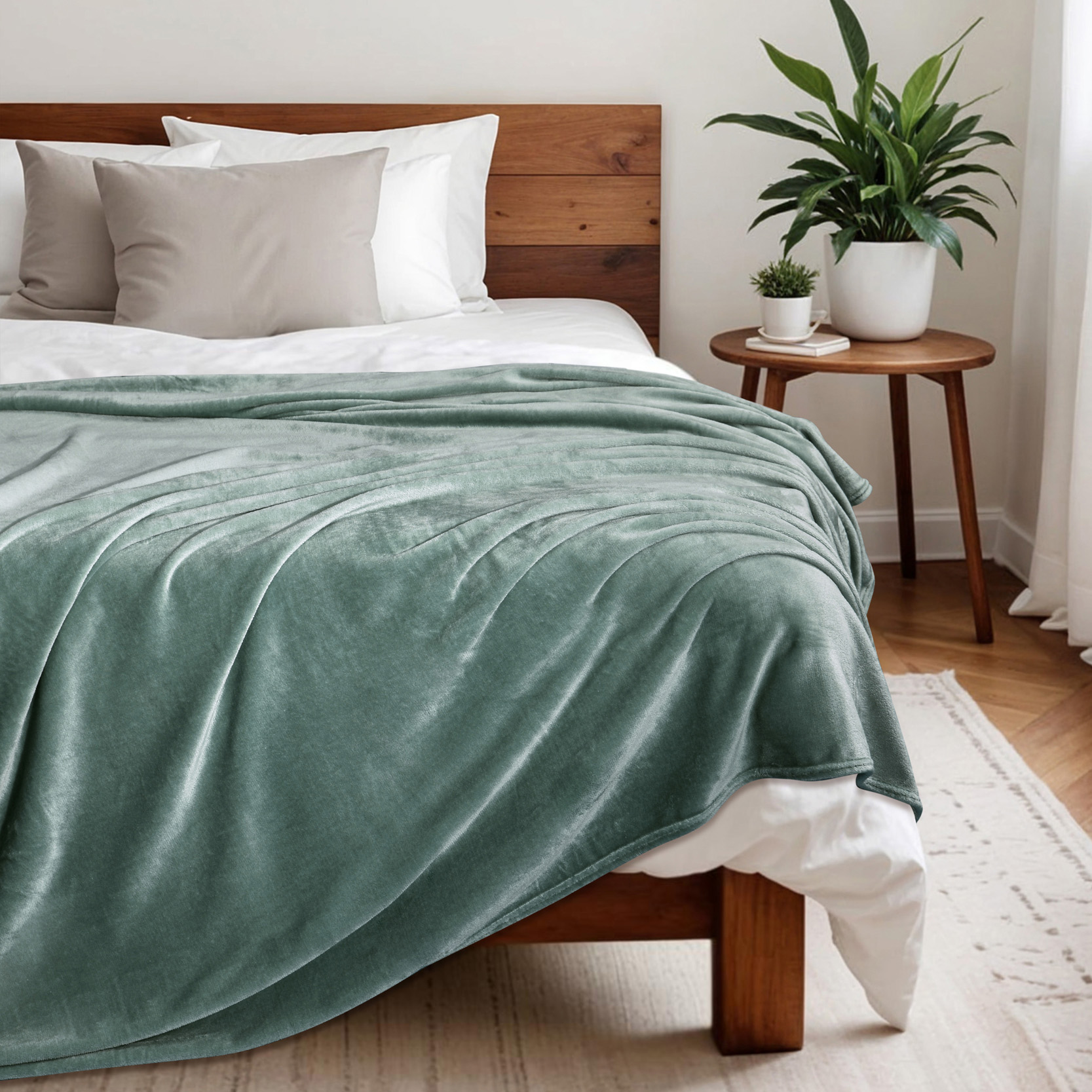 Плед 150х200 см Solo Decorica плотность 260 гр на кровать диван цвет шалфей - фото 1