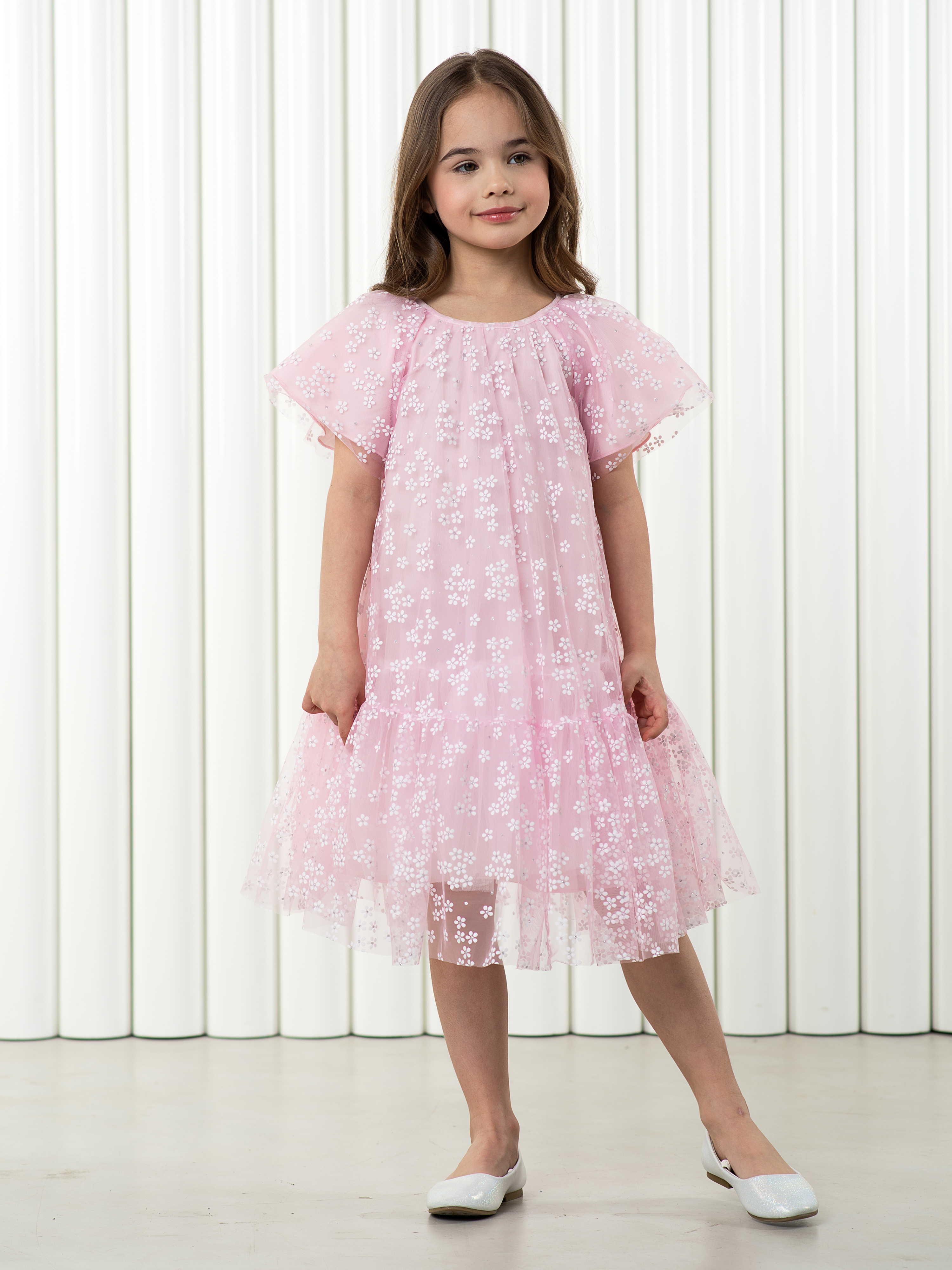 Платье LisaWeta D-077-23 розовый серебро - фото 1