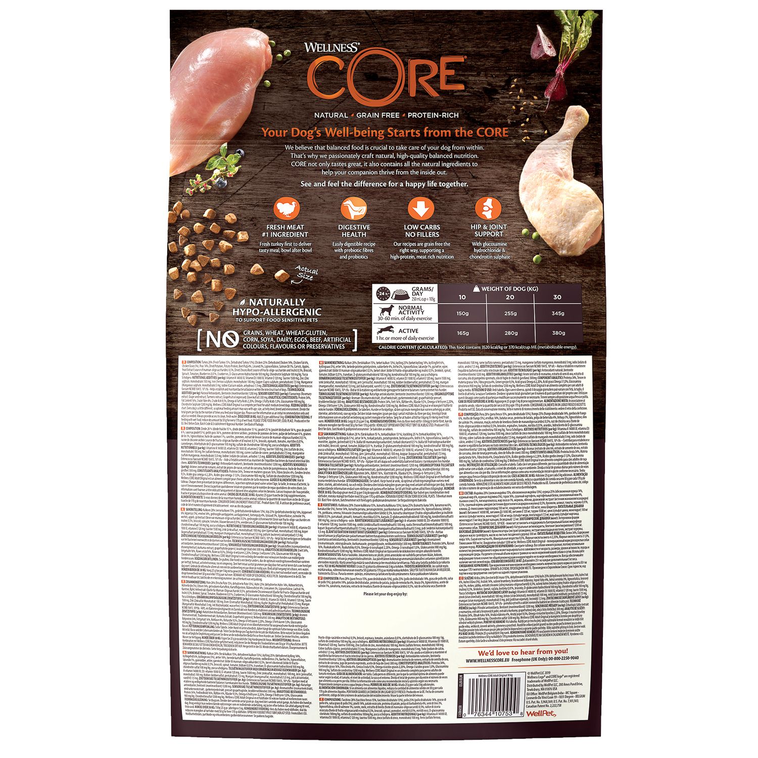 Корм для собак Wellness CORE взрослых средних индейка курица 10кг - фото 10