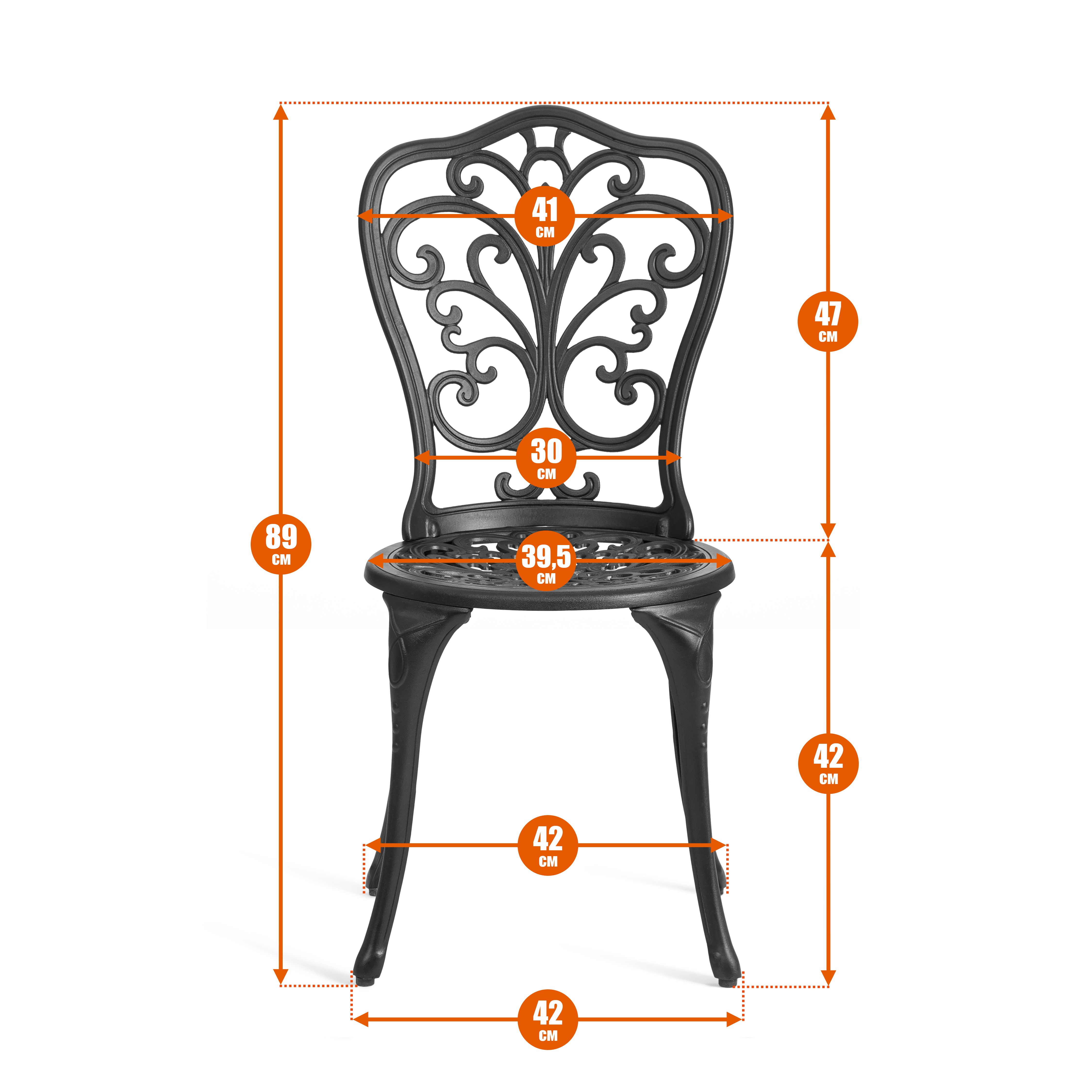 Комплект садовой мебели TETCHAIR Романс (стол+2 стула), алюминиевый сплав, D60/H67, 53х41х89см, белый - фото 7