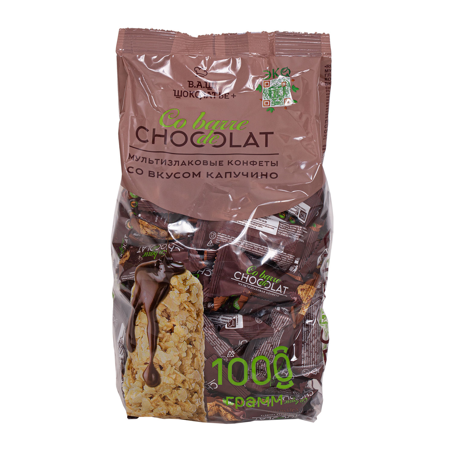 Мультизлаковые конфеты Co barre de CHOCOLAT Глазированные темной кондитерской глазурью со вкусом Капучино 1000 г - фото 1